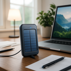 Solar charger for desk setup in home office