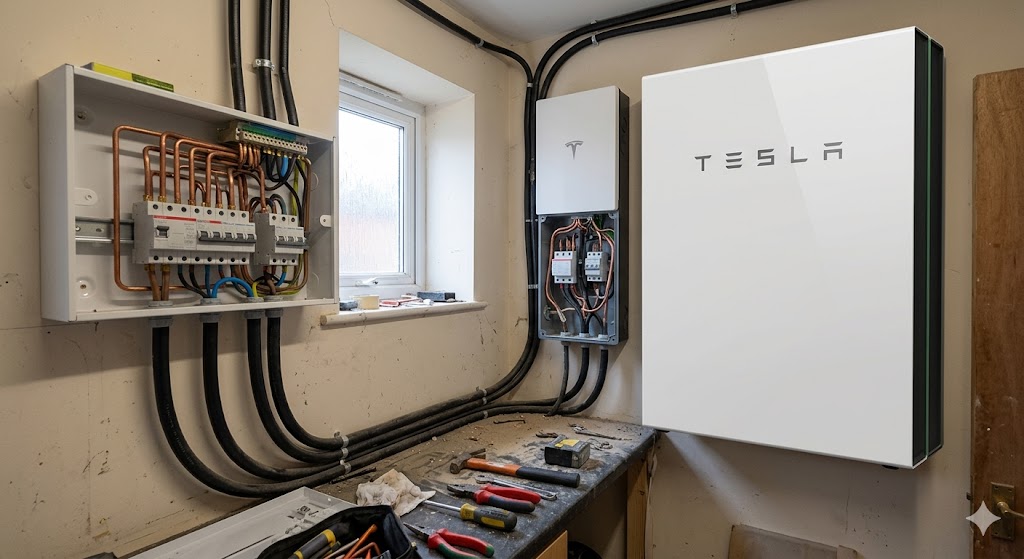 Electrical setup with Tesla battery system